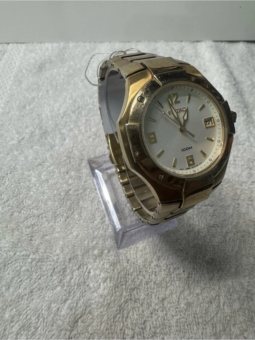 Seiko Gold Tone Men’s Watch with White Dial